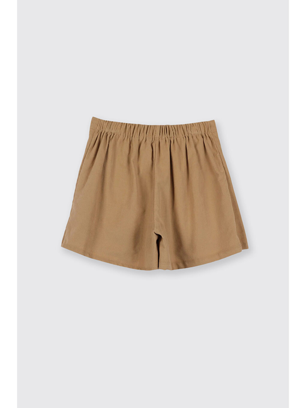 Kız Çocuk Pileli Kadife Bej Şort Etek-1