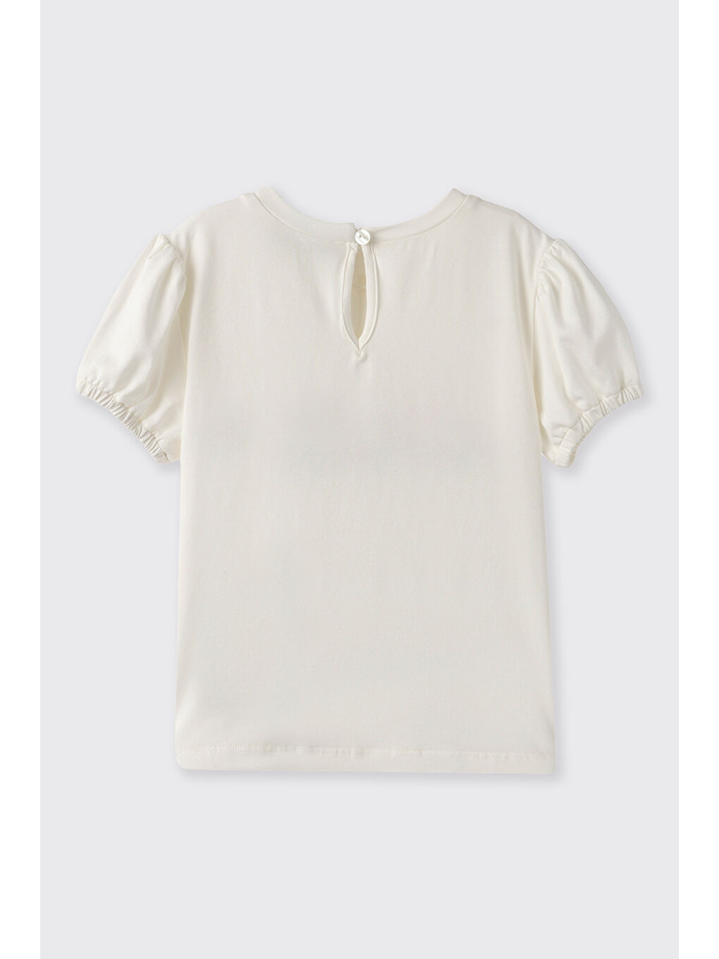 Kız Bebek Nakış Detaylı Ekru Tişört