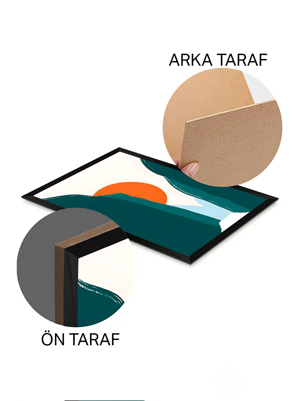 Beyaz 3 Parça Siyah Çerçeve Görünümlü MDF Poster Tablo Seti - Set 32 - ERSY3DSYHSET32-3348-1