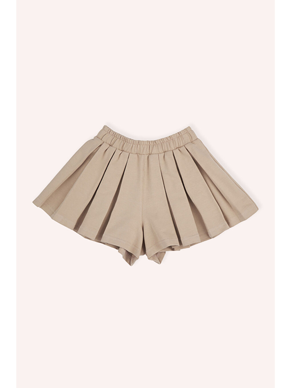 Bej Kız Çocuk Beli Lastikli Pileli Vizon Şort Etek-1