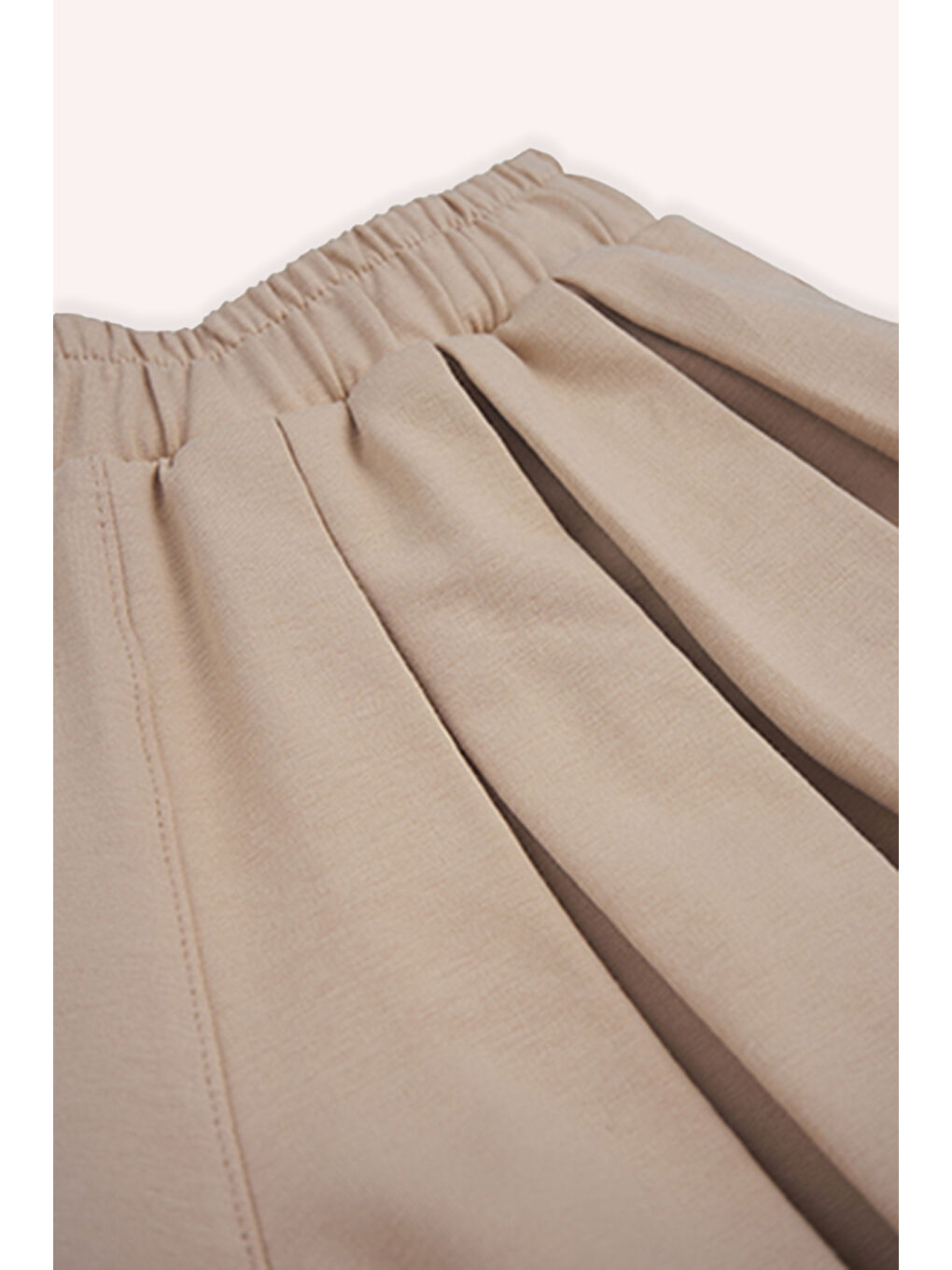 Bej Kız Çocuk Beli Lastikli Pileli Vizon Şort Etek-3