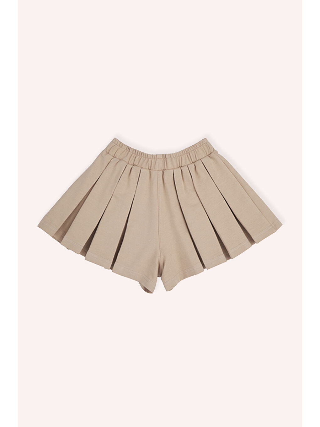 Bej Kız Çocuk Beli Lastikli Pileli Vizon Şort Etek-4
