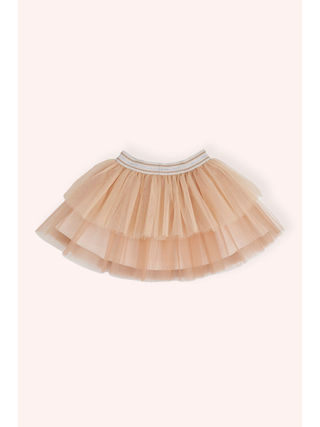 Bej Kız Bebek Beli Lastikli Sim Detaylı Astarlı Tütü Vizon Etek