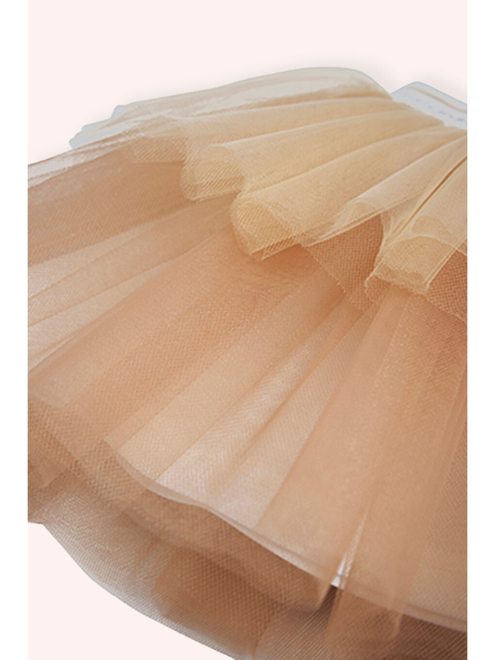 Bej Kız Bebek Beli Lastikli Sim Detaylı Astarlı Tütü Vizon Etek-1