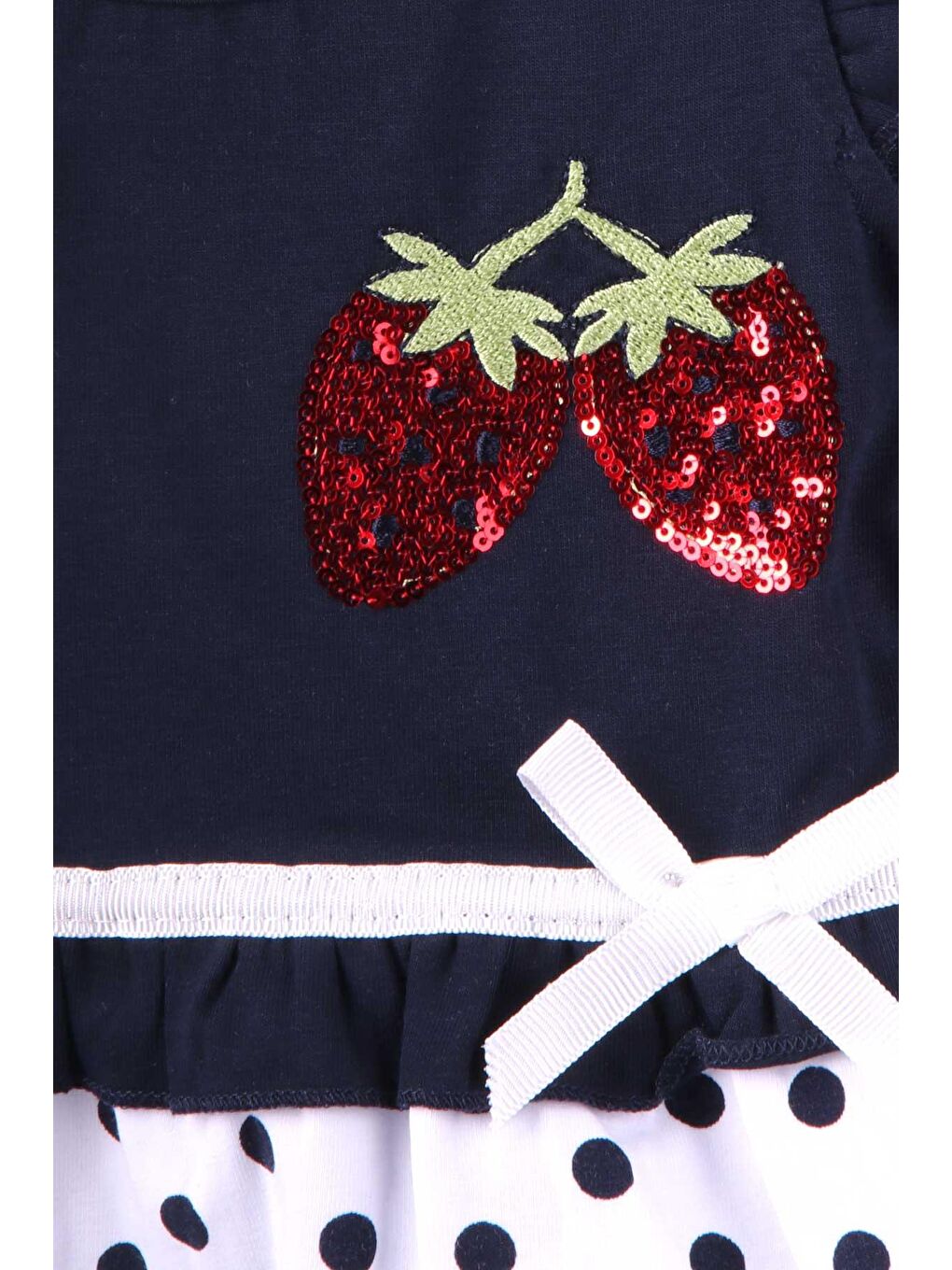 Kız Çocuk Elbise Çilek Nakışlı Lacivert (2-4 Yaş)-2