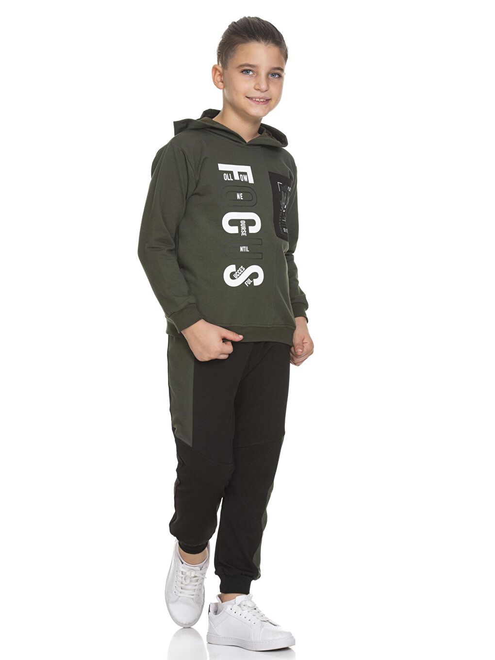 Haki Erkek Çocuk  Focus Baskılı Takım-2