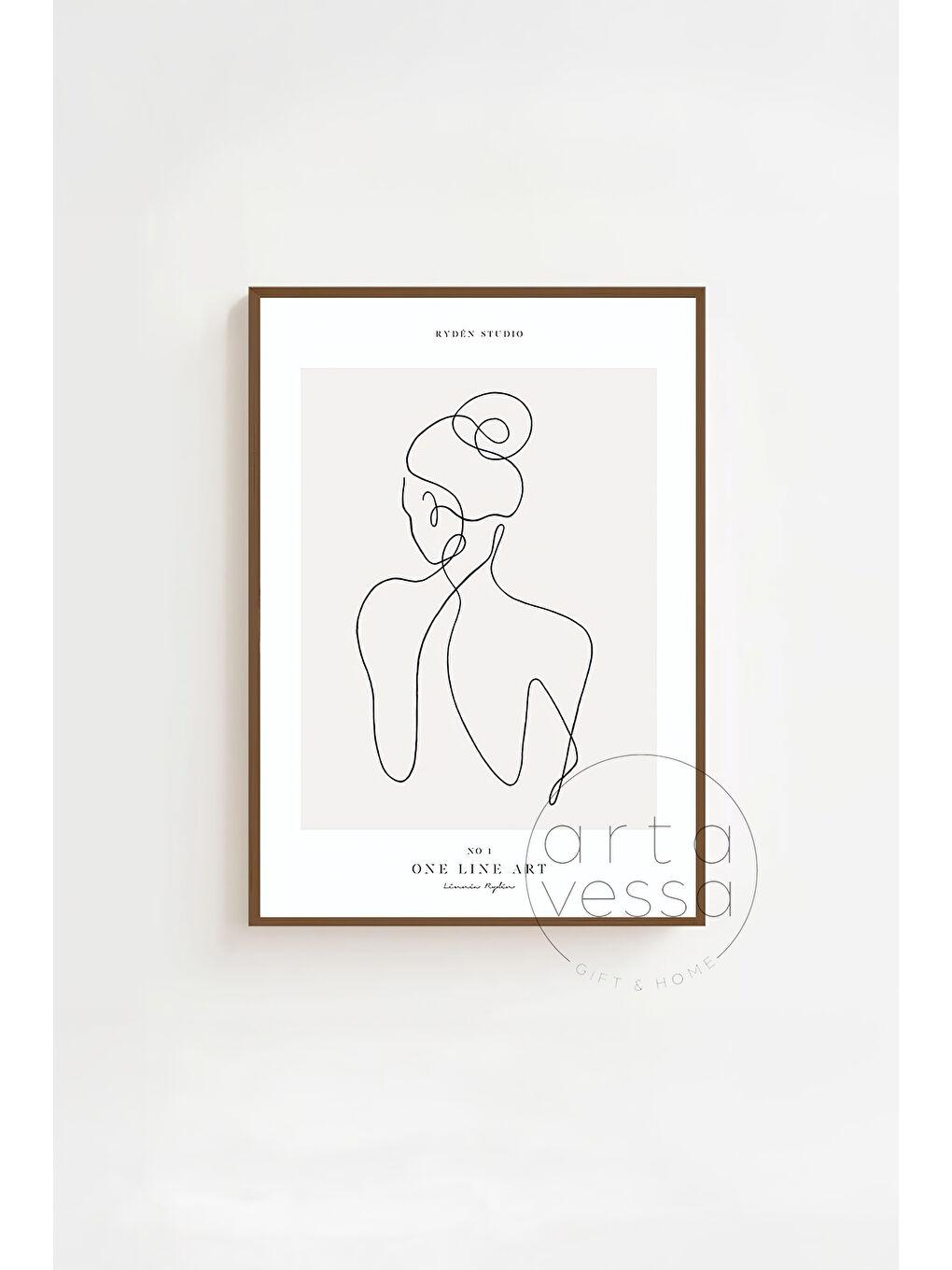 Beyaz 3 Parça Kahverengi Gerçek Ahşap Çerçeveli Tablo Seti - Model 10 - ERSY3KHVCRV10-2030-1