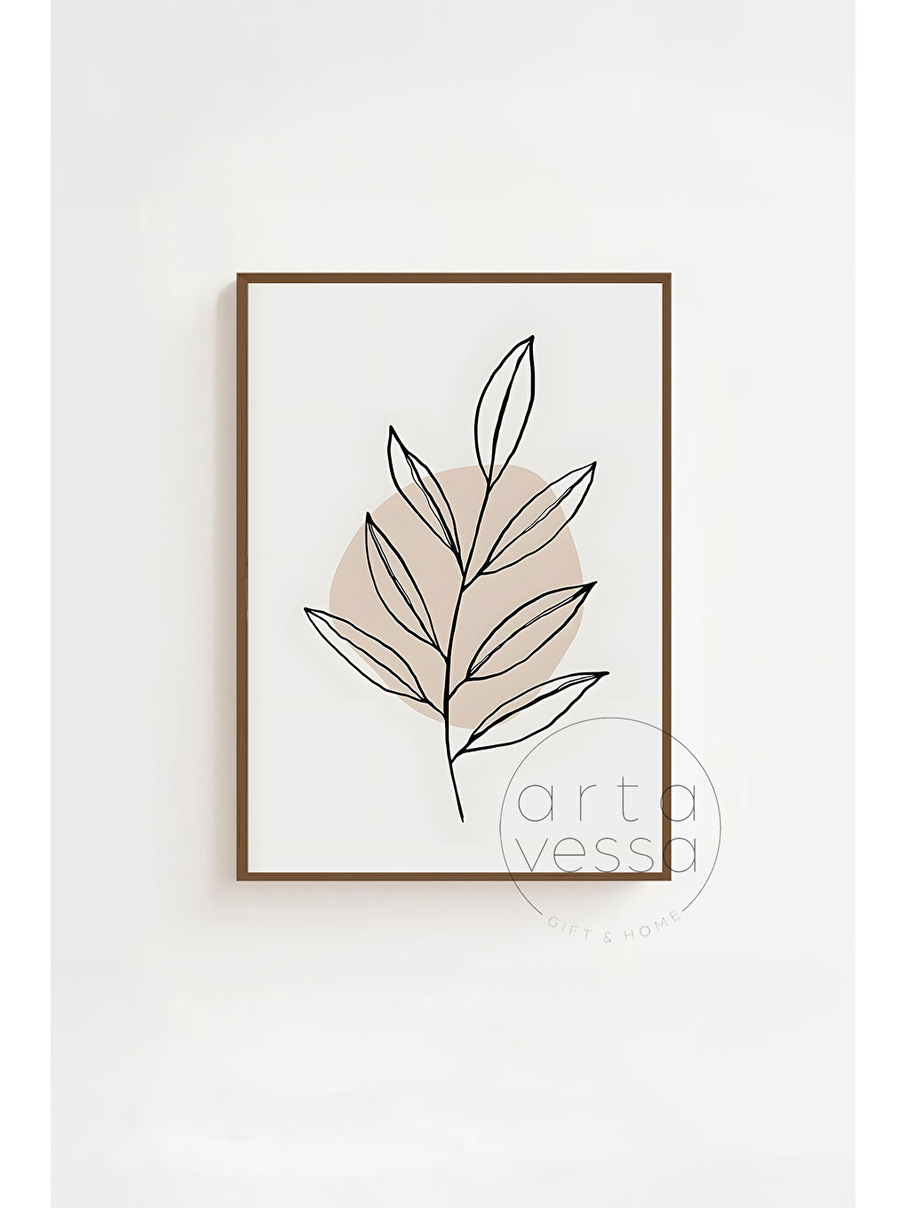 Beyaz 3 Parça Kahverengi Gerçek Ahşap Çerçeveli Tablo Seti - Model 11 - ERSY3KHVCRV11-2030-1