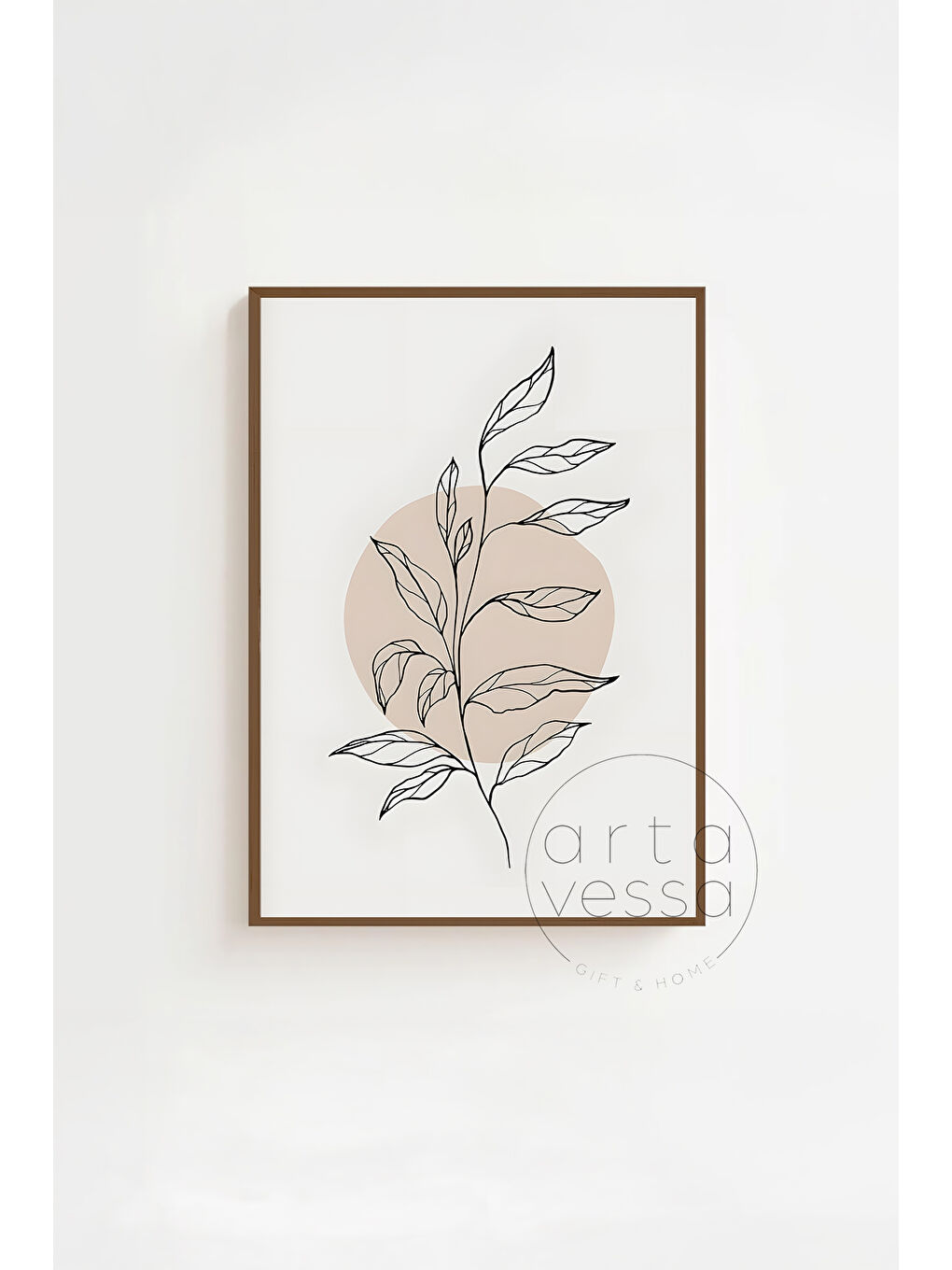 Beyaz 3 Parça Kahverengi Gerçek Ahşap Çerçeveli Tablo Seti - Model 11 - ERSY3KHVCRV11-2030-3