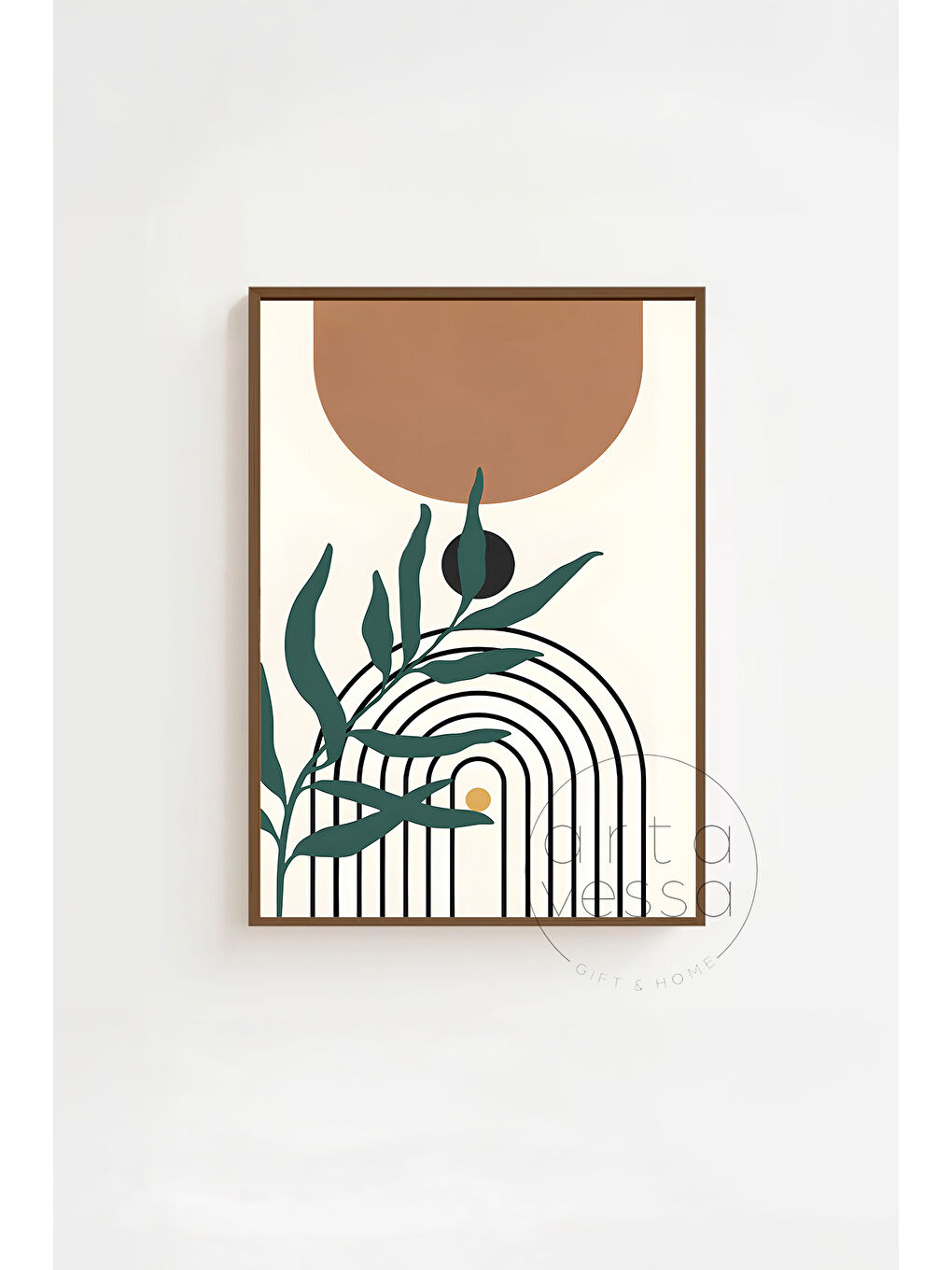 Beyaz 3 Parça Kahverengi Gerçek Ahşap Çerçeveli Tablo Seti - Model 13 - ERSY3KHVCRV13-3348-1