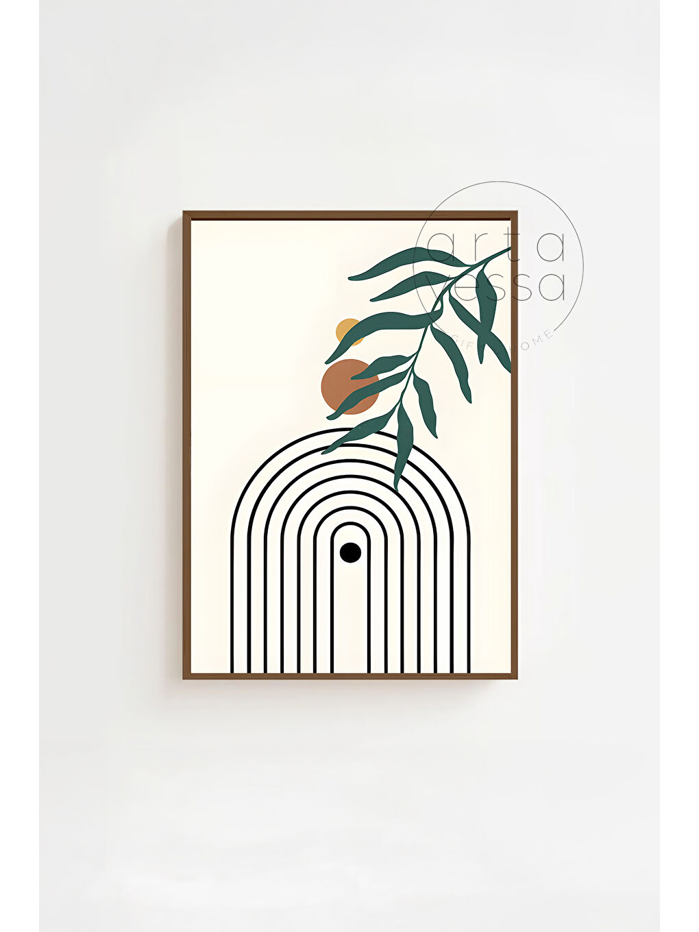 Beyaz 3 Parça Kahverengi Gerçek Ahşap Çerçeveli Tablo Seti - Model 13 - ERSY3KHVCRV13-3348-3