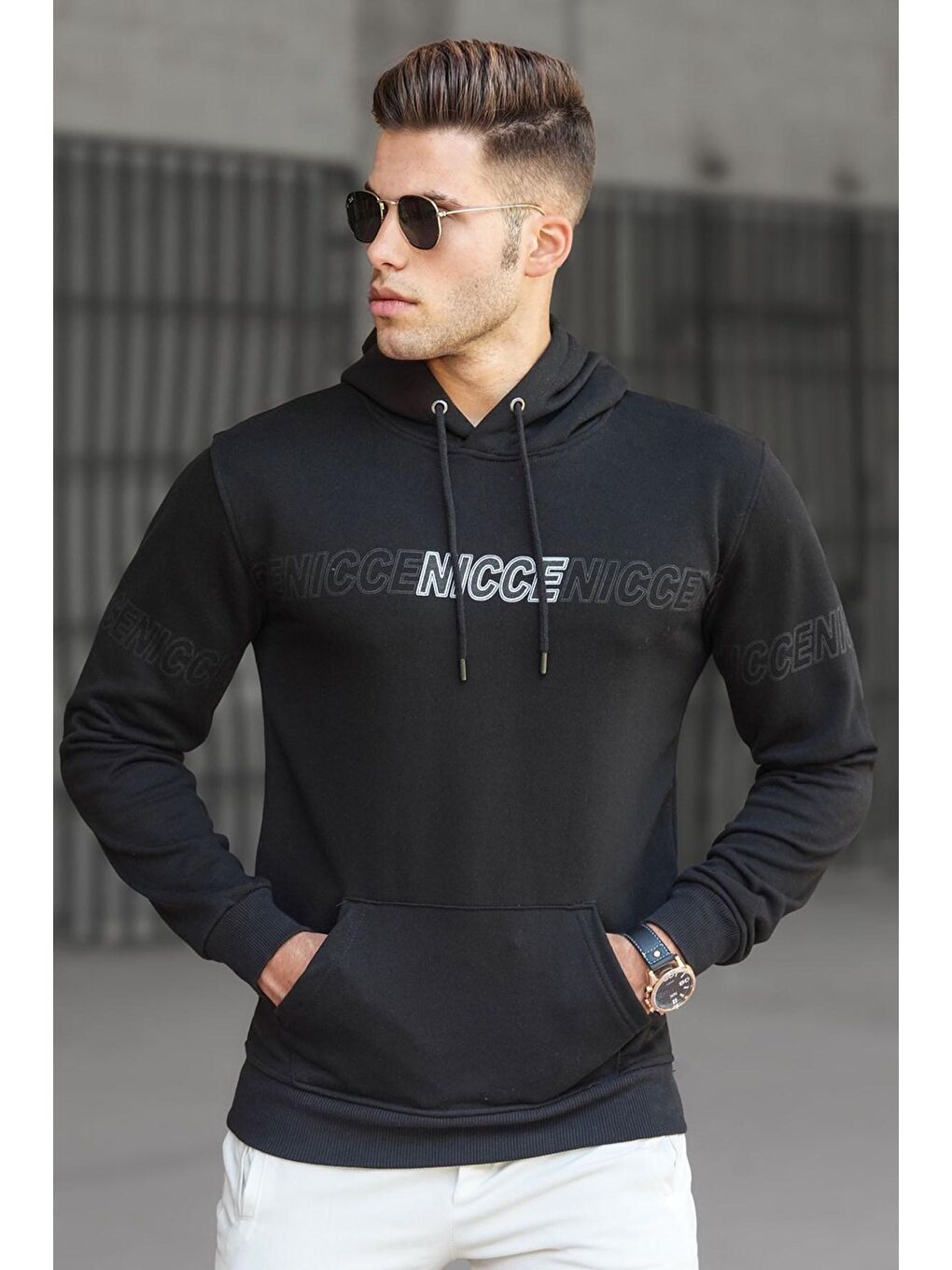 Madmext Siyah Baskılı Erkek Sweatshirt 5305