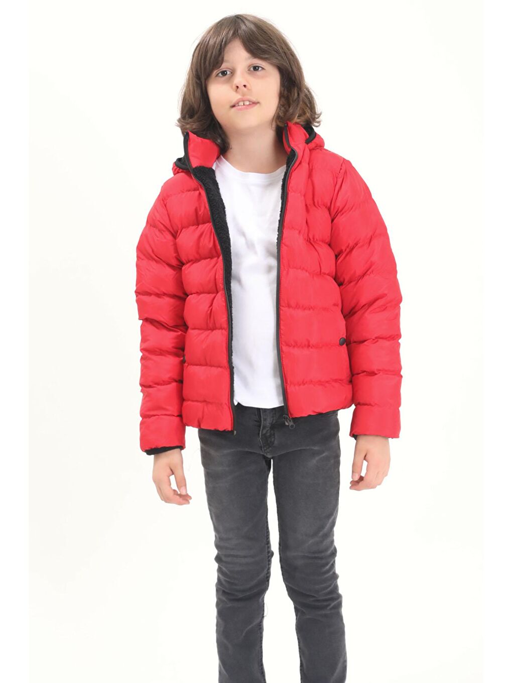 Erkek Çocuk Düz Dikişli Kırmızı Şişme Mont 15635