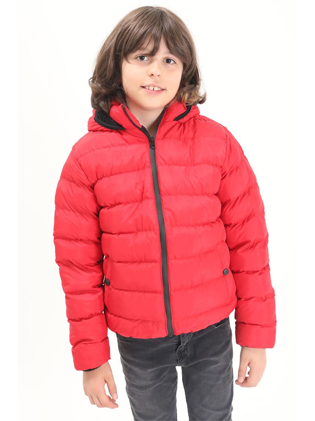Erkek Çocuk Düz Dikişli Kırmızı Şişme Mont 15635-2