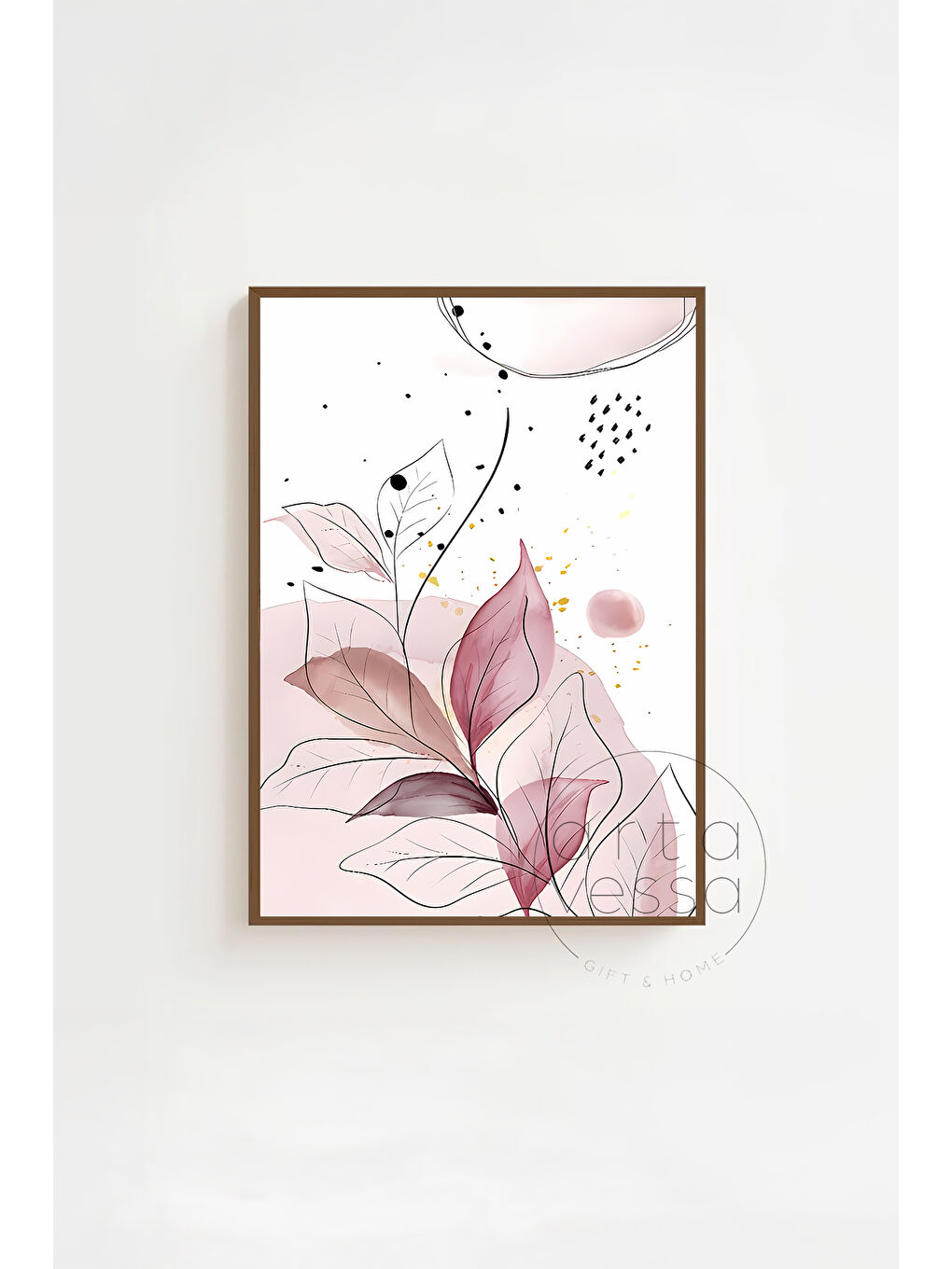 Beyaz 3 Parça Kahverengi Gerçek Ahşap Çerçeveli Tablo Seti - Model 17 - ERSY3KHVCRV17-3348-1