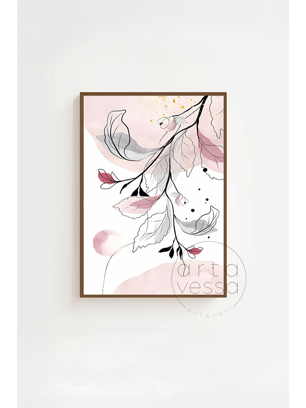 Beyaz 3 Parça Kahverengi Gerçek Ahşap Çerçeveli Tablo Seti - Model 17 - ERSY3KHVCRV17-3348-2