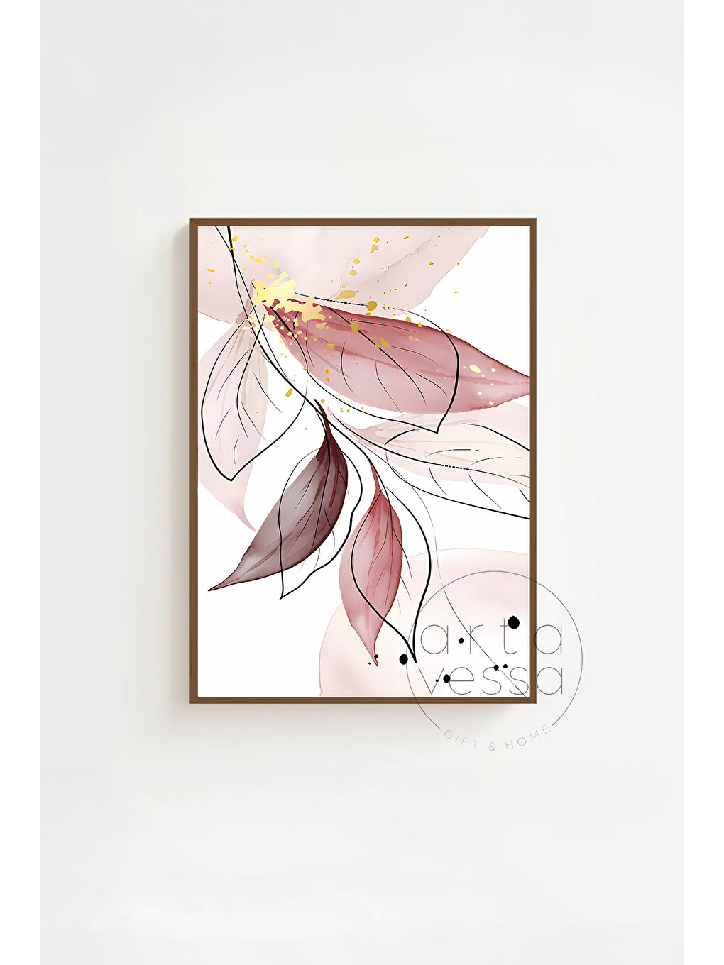 Beyaz 3 Parça Kahverengi Gerçek Ahşap Çerçeveli Tablo Seti - Model 17 - ERSY3KHVCRV17-3348-3