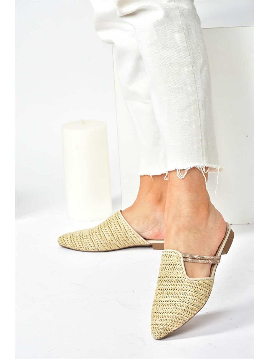 Bej P820031417 Ten Kadın Terlik-1