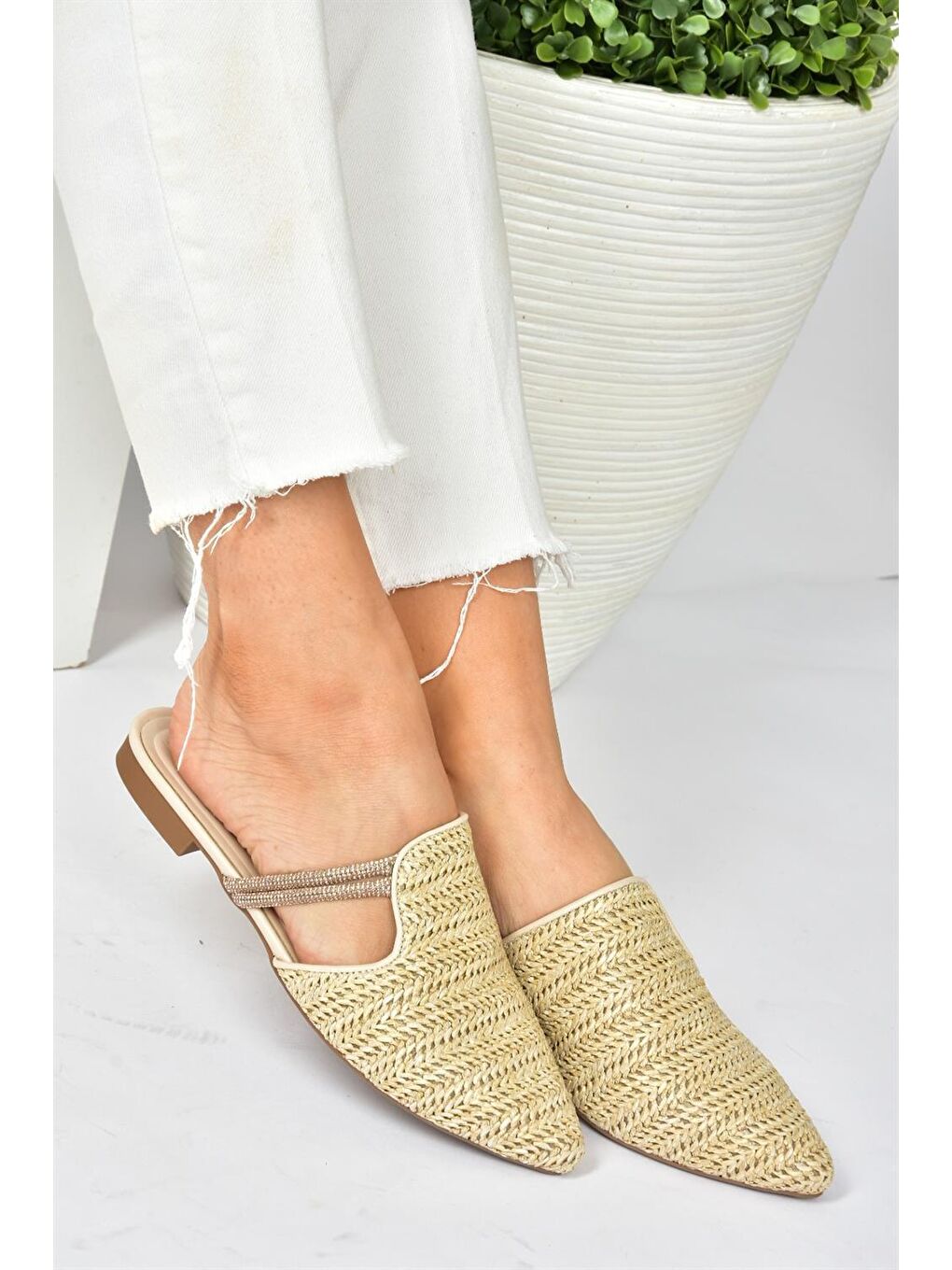 Bej P820031417 Ten Kadın Terlik-3