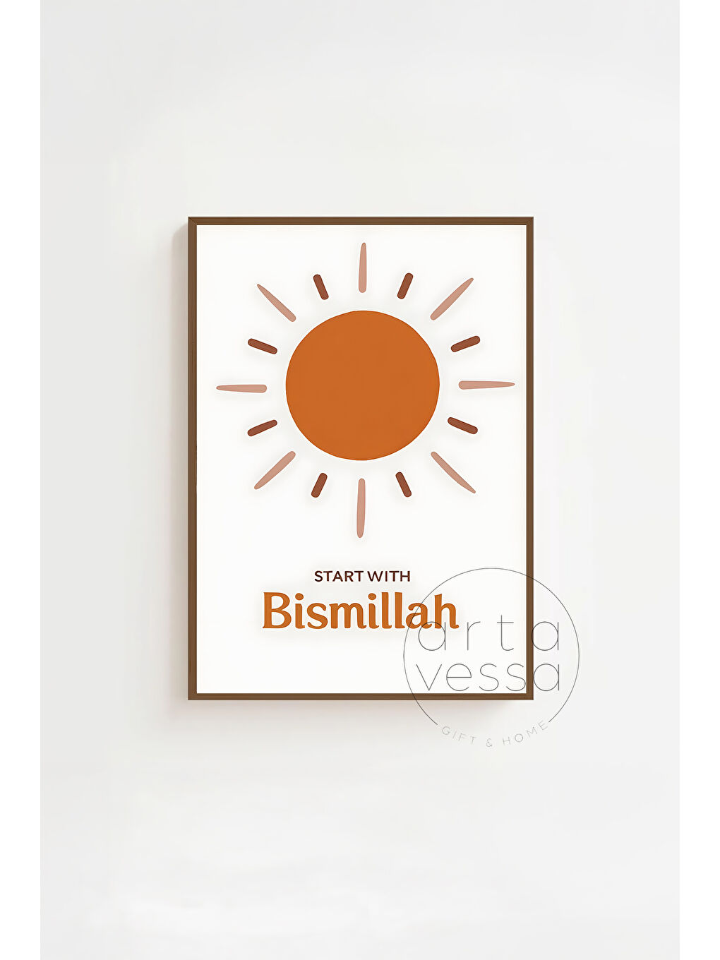 Beyaz 3 Parça Kahverengi Gerçek Ahşap Çerçeveli Tablo Seti - Model 21 - ERSY3KHVCRV21-3348-1