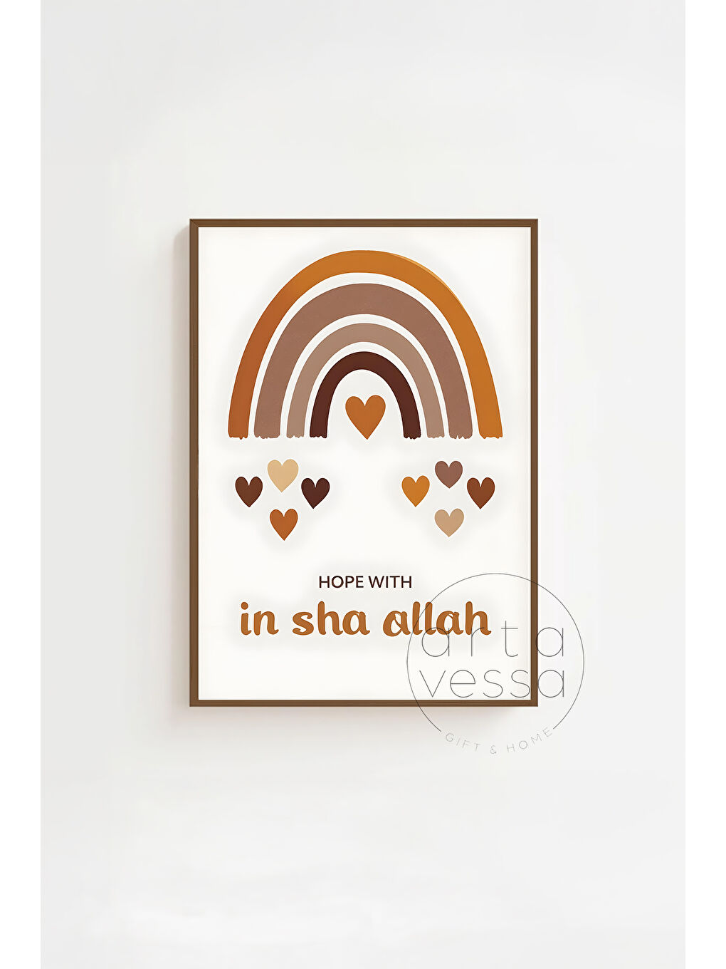 Beyaz 3 Parça Kahverengi Gerçek Ahşap Çerçeveli Tablo Seti - Model 21 - ERSY3KHVCRV21-3348-2