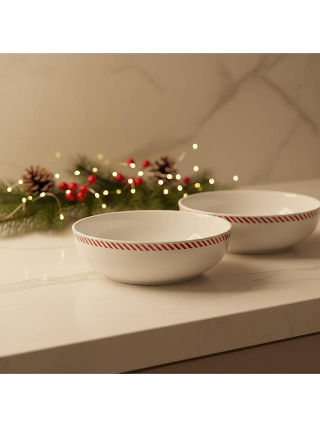 Ekru Ece 2li Red Glow 20cm Kase 6830-3