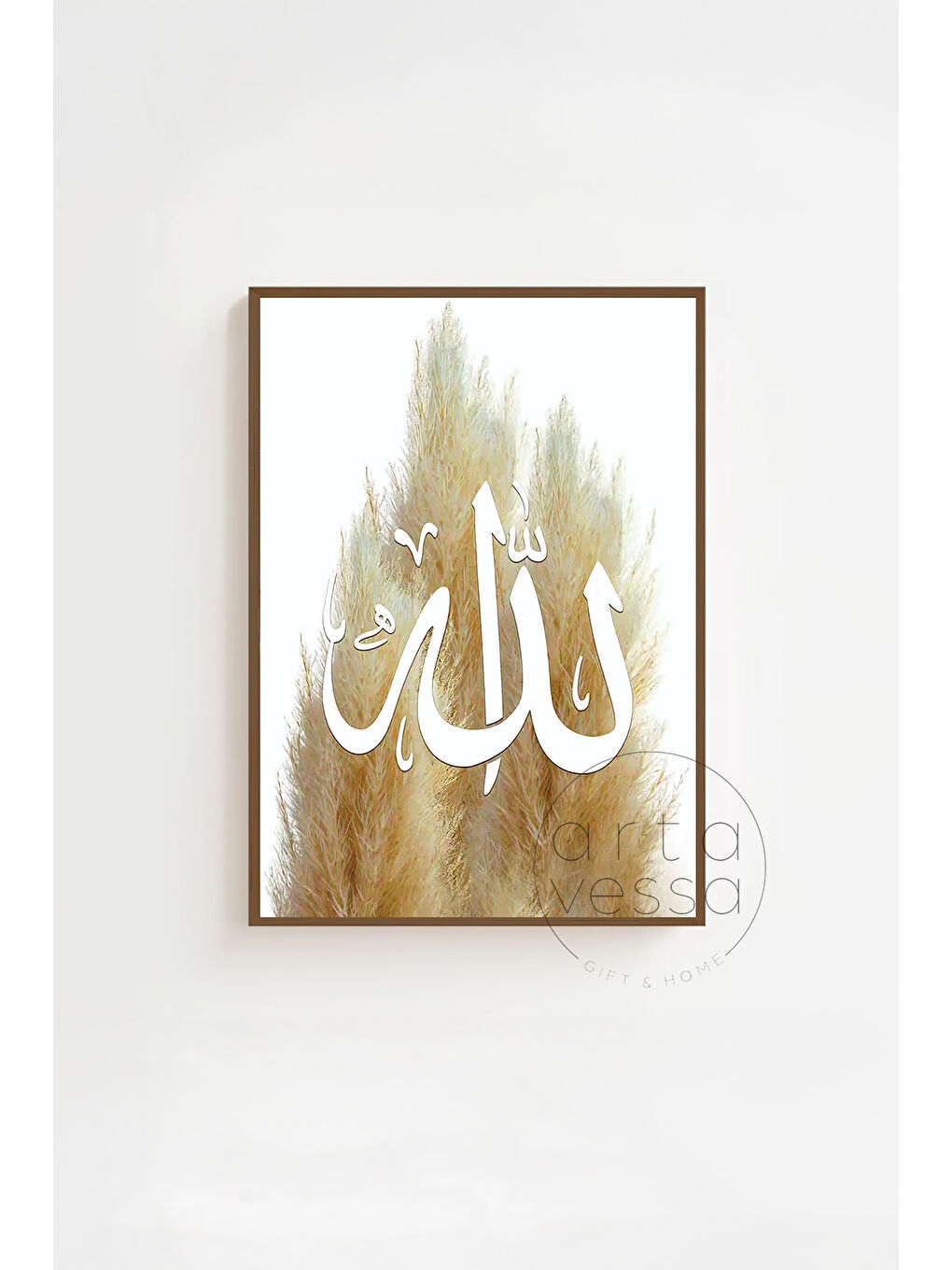 Beyaz 3 Parça Kahverengi Gerçek Ahşap Çerçeveli Tablo Seti - Model 26 - ERSY3KHVCRV26-3348-3