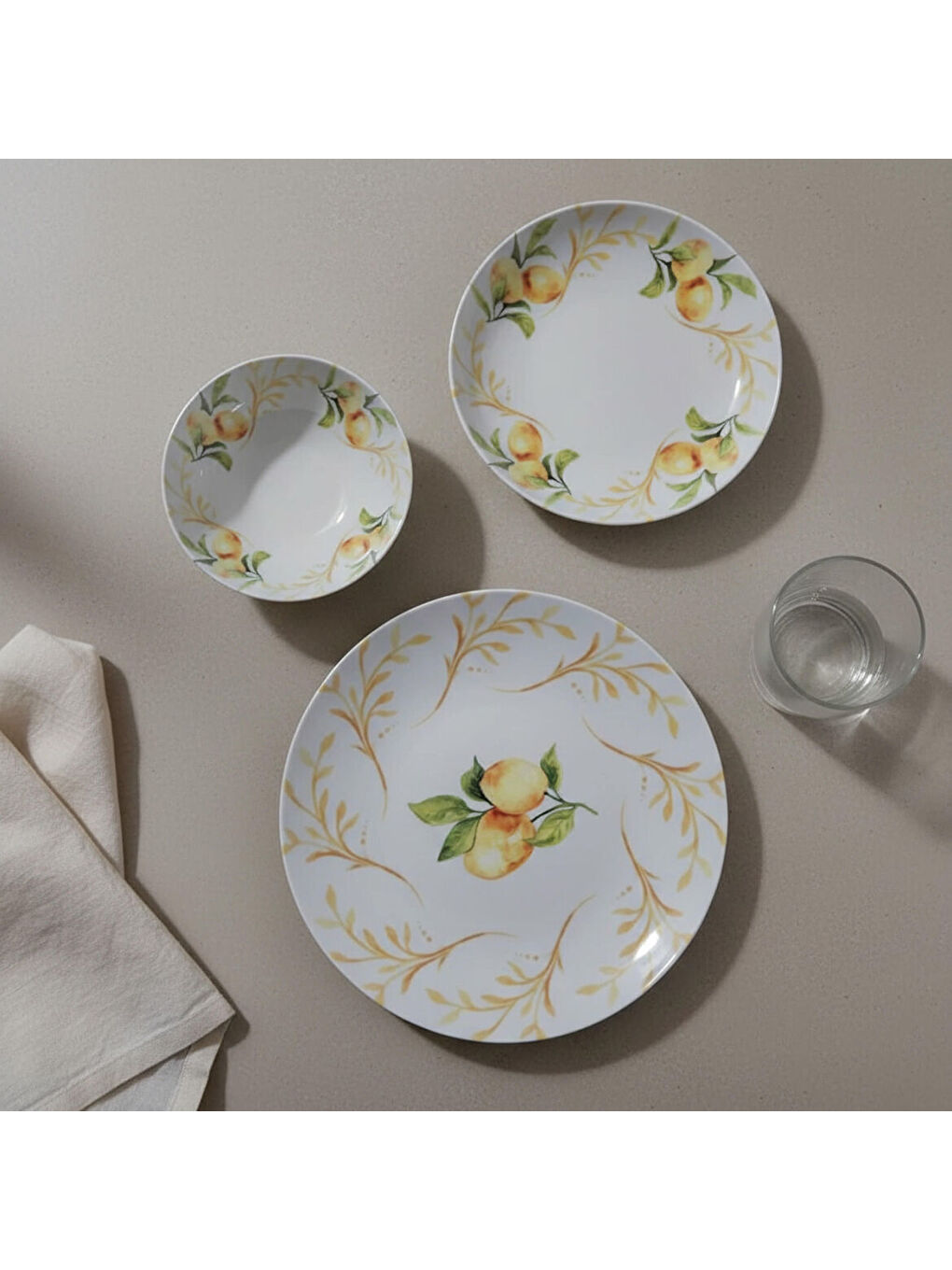 Ekru Lemon Touch 12 Parça 4 Kişilik Yemek Takımı 5692-3