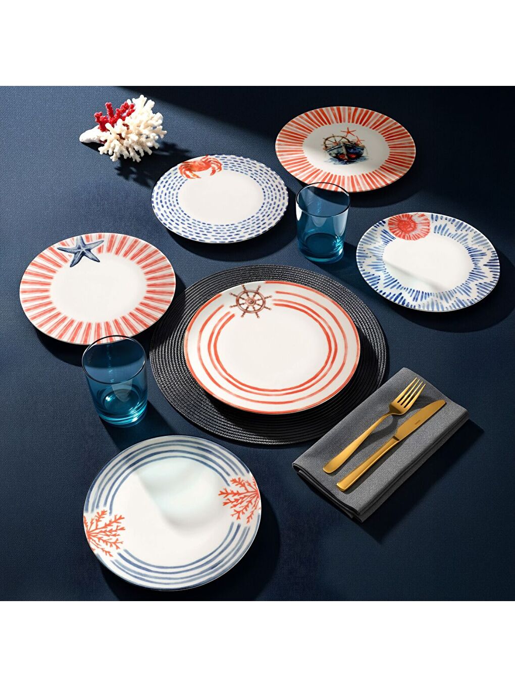 Karışık Mare 6 Parça 20 Cm Pasta Tabağı 5534