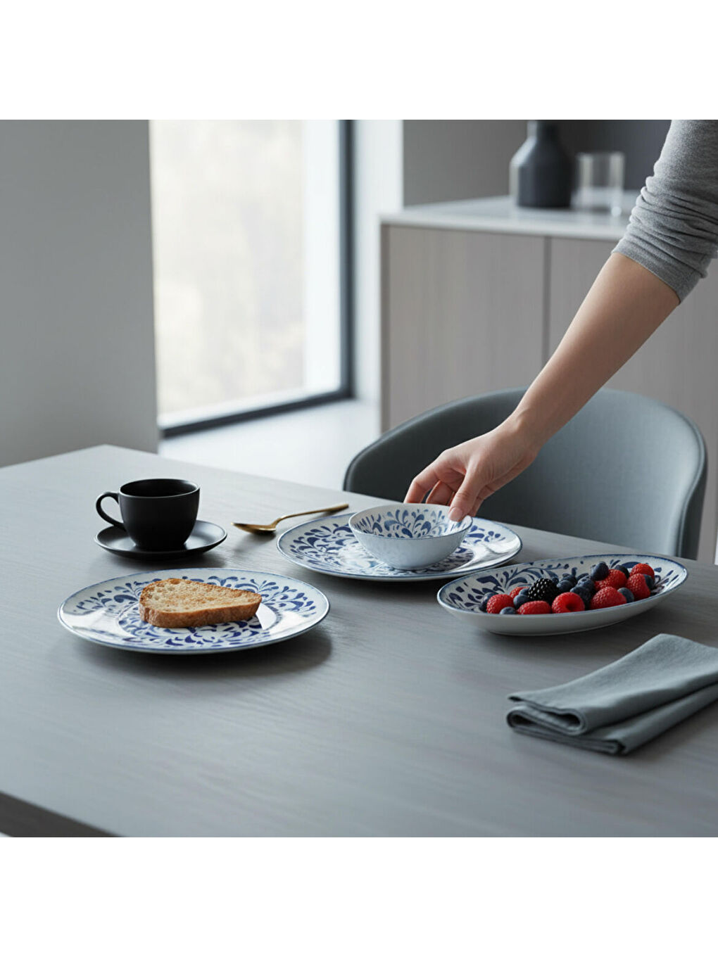 Ekru Camelia 12 Parça 4 Kişilik Kahvaltı Takımı 5556-3