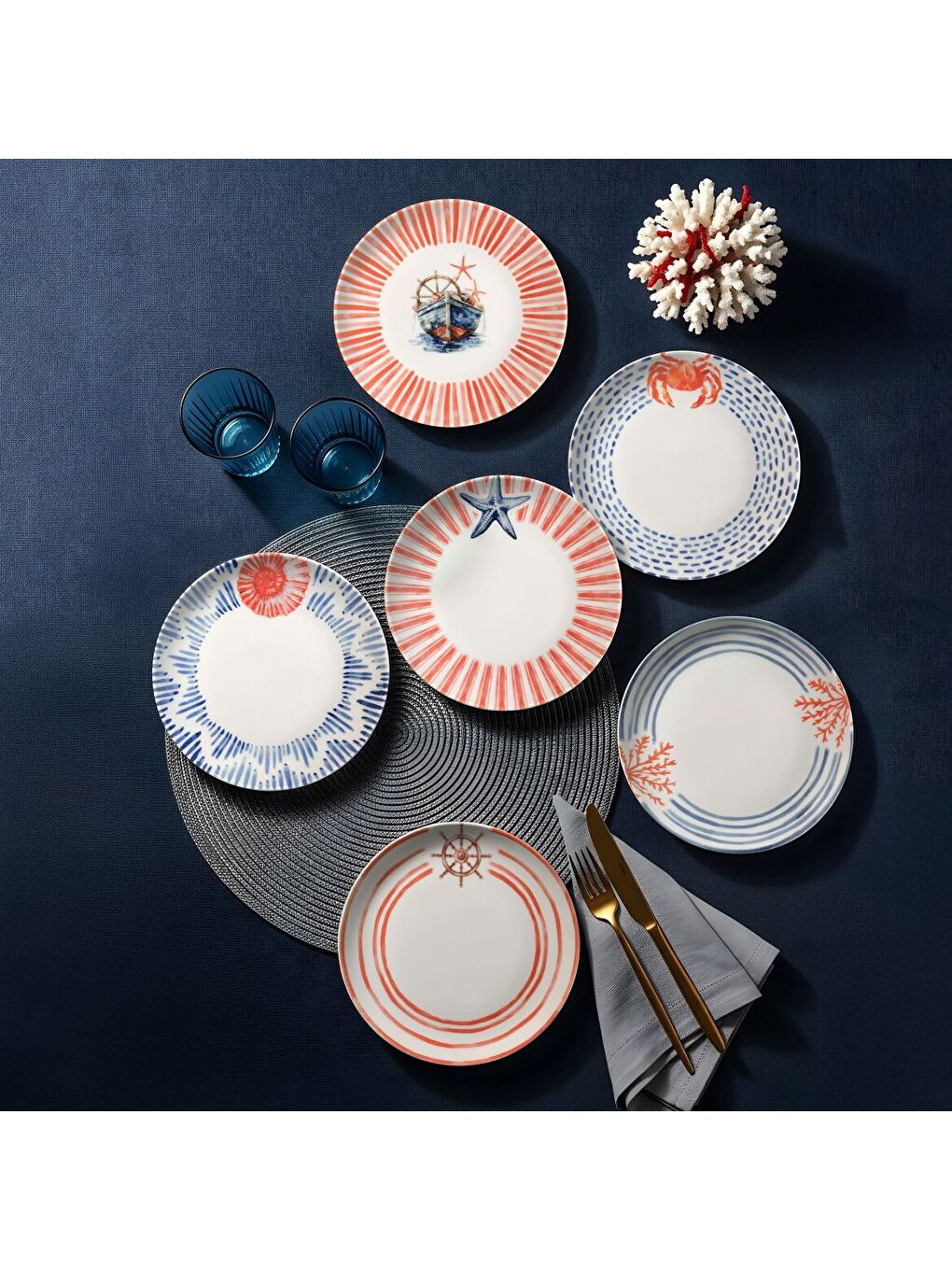 Karışık Mare 6 Parça 20 Cm Pasta Tabağı 5534-3