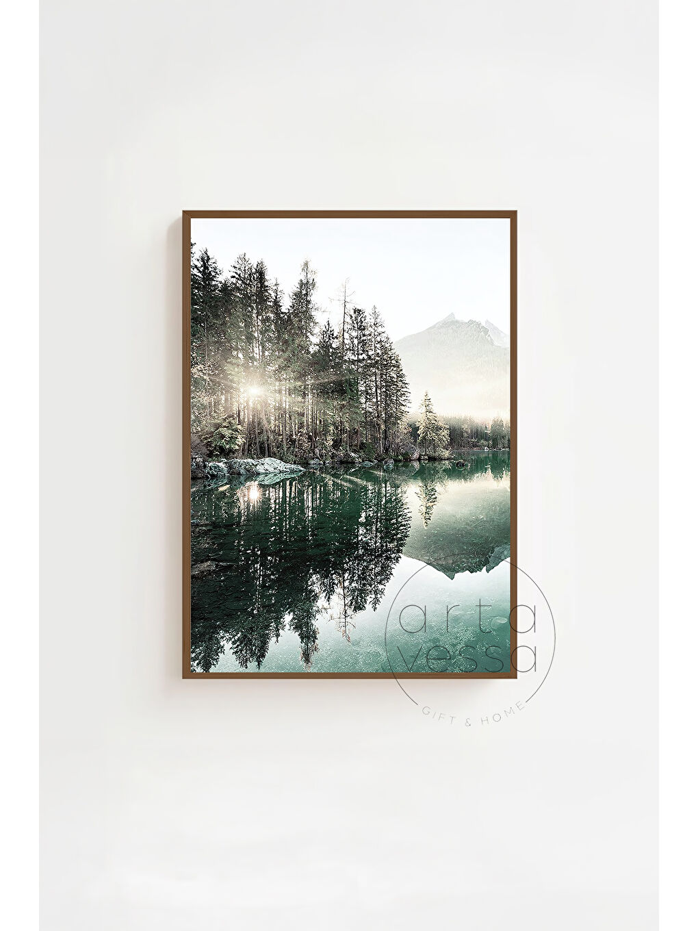 Beyaz 3 Parça Kahverengi Gerçek Ahşap Çerçeveli Tablo Seti - Model 4 - ERSY3KHVCRV4-3348-3