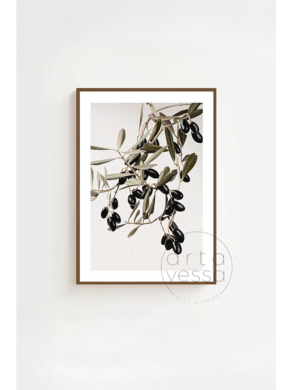 Beyaz 3 Parça Kahverengi Gerçek Ahşap Çerçeveli Tablo Seti - Model 5 - ERSY3KHVCRV5-3348-2