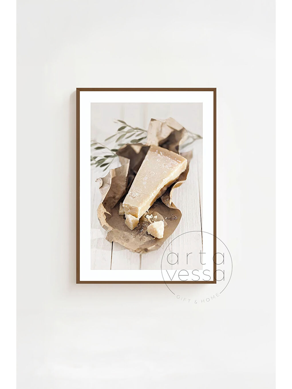 Beyaz 3 Parça Kahverengi Gerçek Ahşap Çerçeveli Tablo Seti - Model 5 - ERSY3KHVCRV5-3348-3