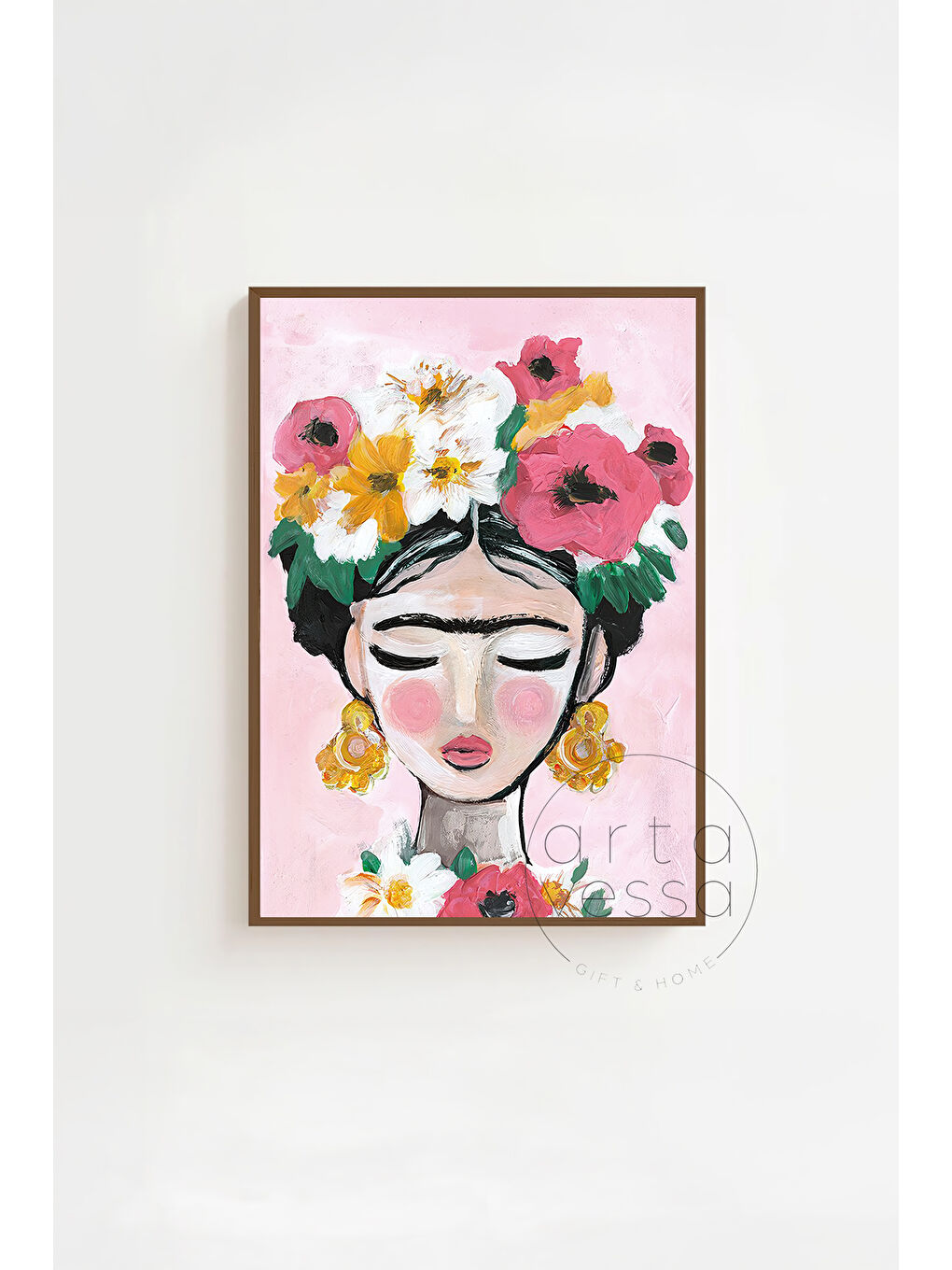 Beyaz 3 Parça Kahverengi Gerçek Ahşap Çerçeveli Tablo Seti - Model 7 - ERSY3KHVCRV7-2030-3