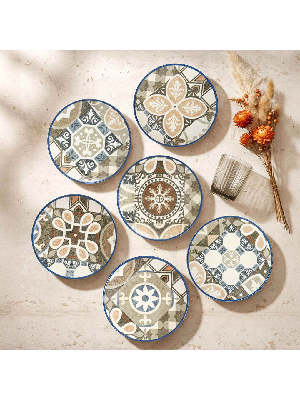 Ekru Camelia Harmony Coffee 6 Parça 20 cm Pasta Takımı 4270