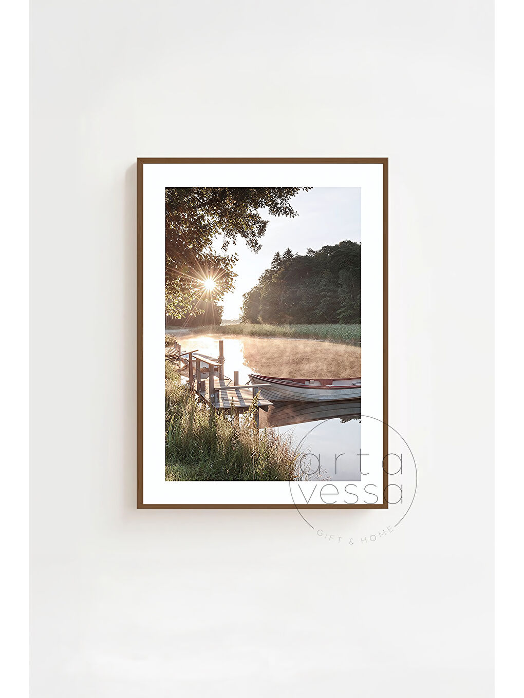 Beyaz 3 Parça Kahverengi Gerçek Ahşap Çerçeveli Tablo Seti - Model 8 - ERSY3KHVCRV8-2030-2