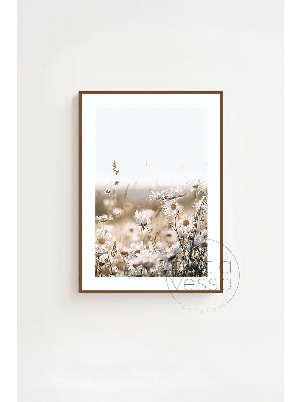 Beyaz 3 Parça Kahverengi Gerçek Ahşap Çerçeveli Tablo Seti - Model 8 - ERSY3KHVCRV8-2030-3