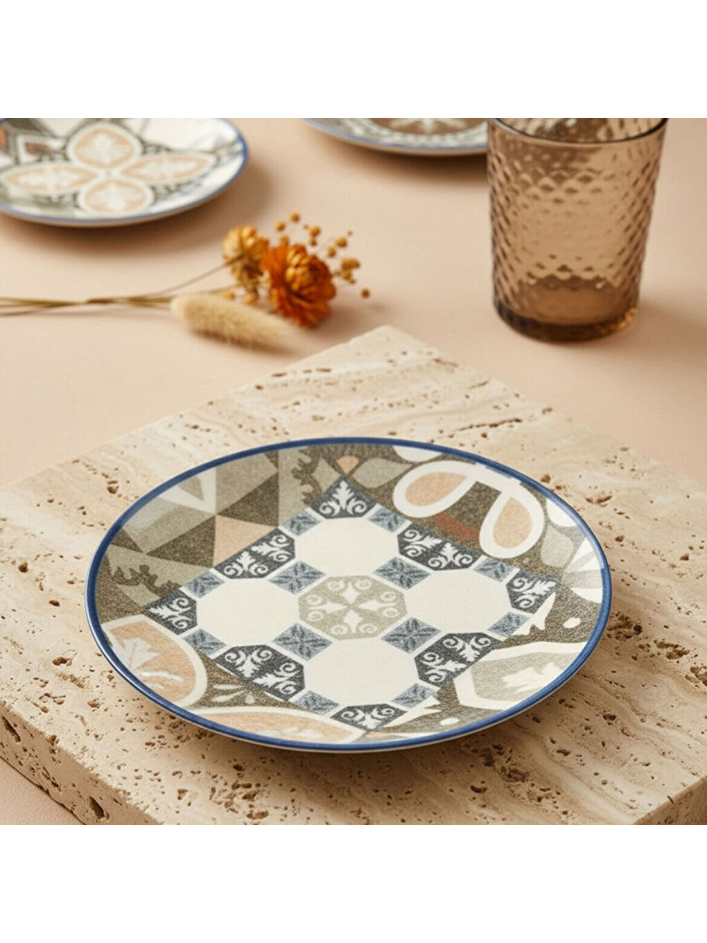 Ekru Camelia Harmony Coffee 6 Parça 20 cm Pasta Takımı 4270-2