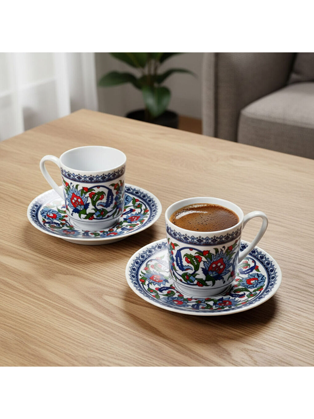 Ekru Gözde Double 4 Parça 2 Kişilik Kahve Fincan Takımı 60932-4