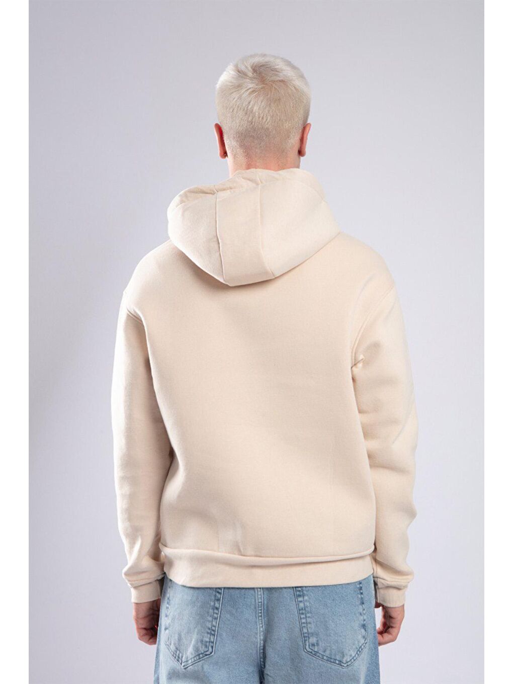 Bej Boğazlı Oversize Kapüşonlu Sweatshirt 3YXE8-47563-25-1