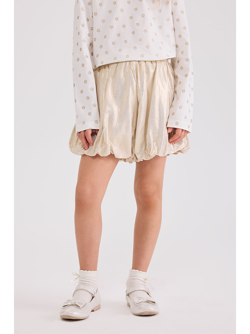 Sarı Kız Çocuk Gold Şort-5