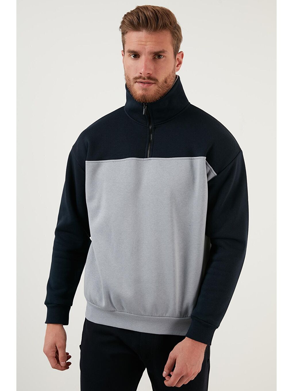 Buratti İndigo Regular Fit Fermuarlı Dik Yaka İçi Tüylü Yumuşak Şardonlu Kışlık Sweat 5905343 - 1