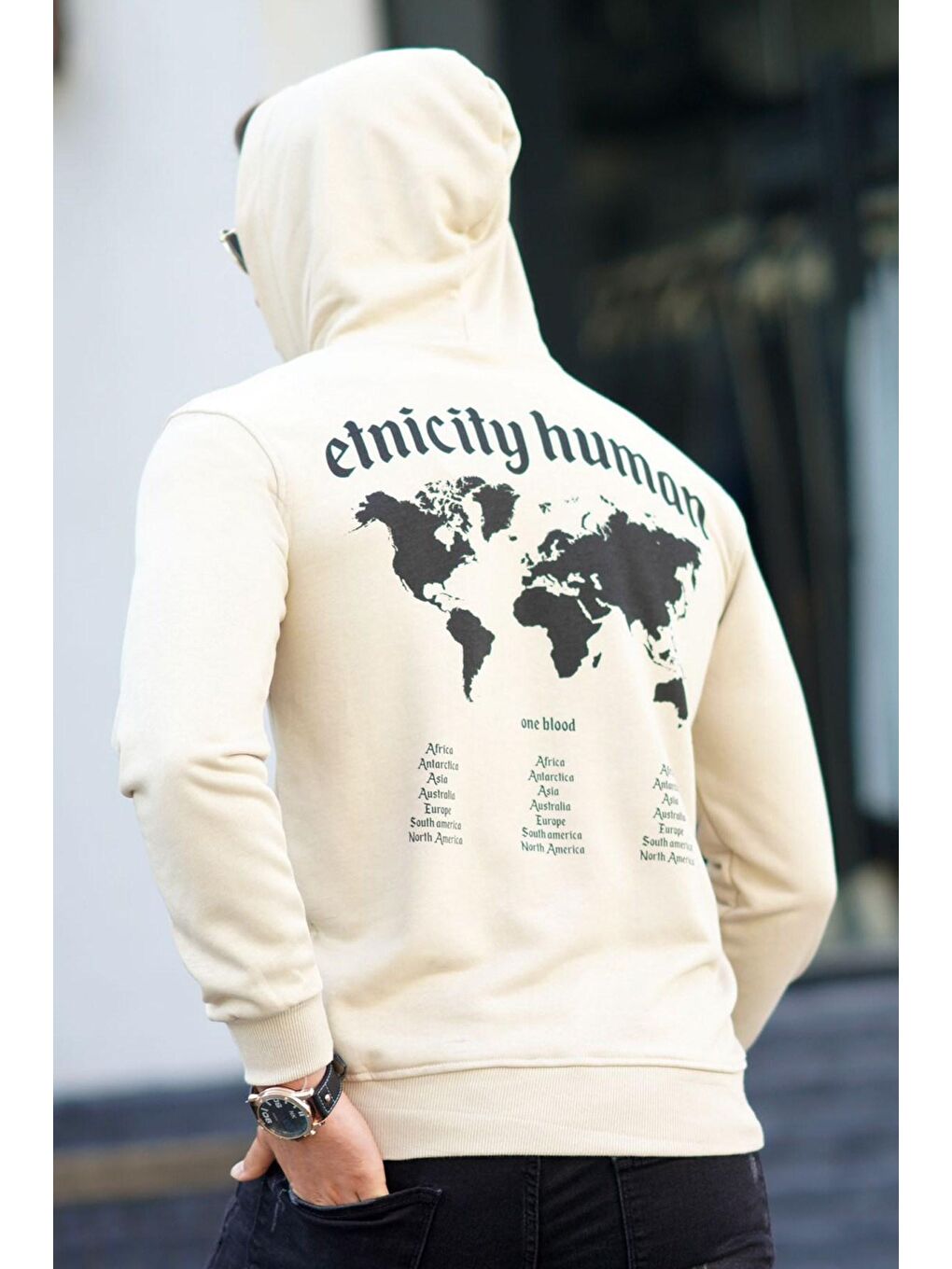 Madmext Bej Baskılı Erkek Sweatshirt 5297 - 1