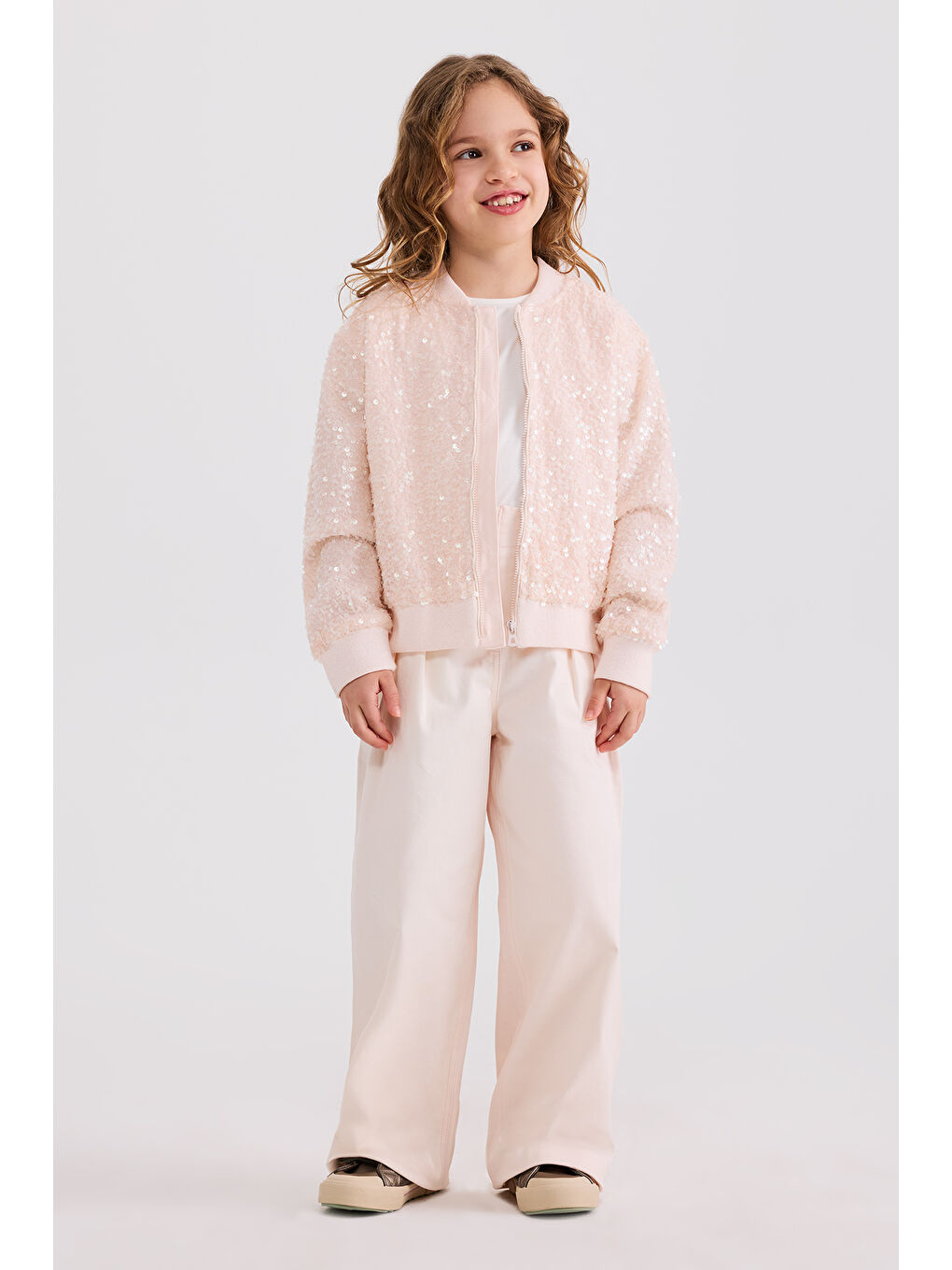 Pembe Kız Çocuk Pudra Ceket