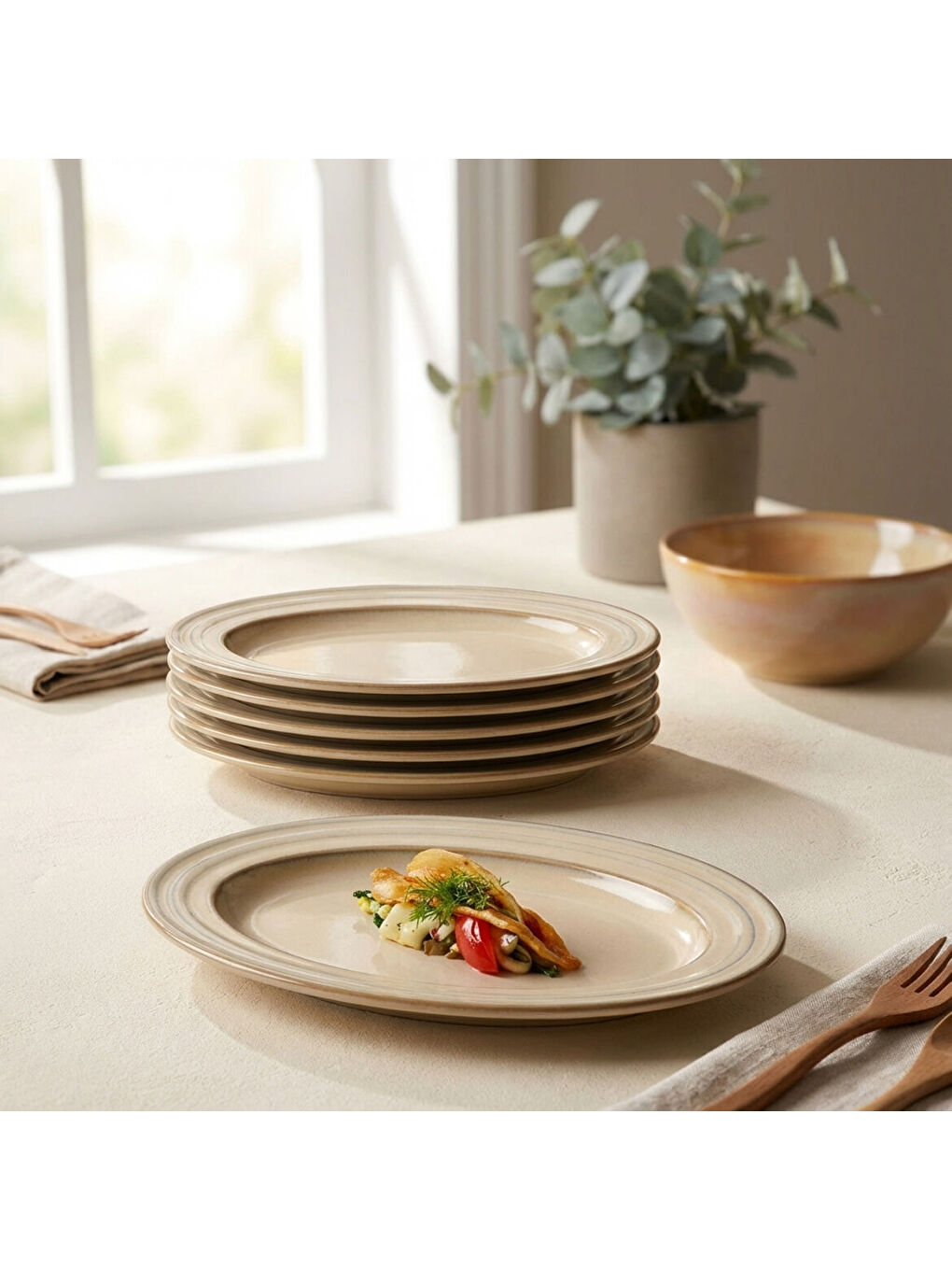 Ekru Valeron 2 Adet 21 Cm Kayık Tabak Reaktif Agate Vr 969-1