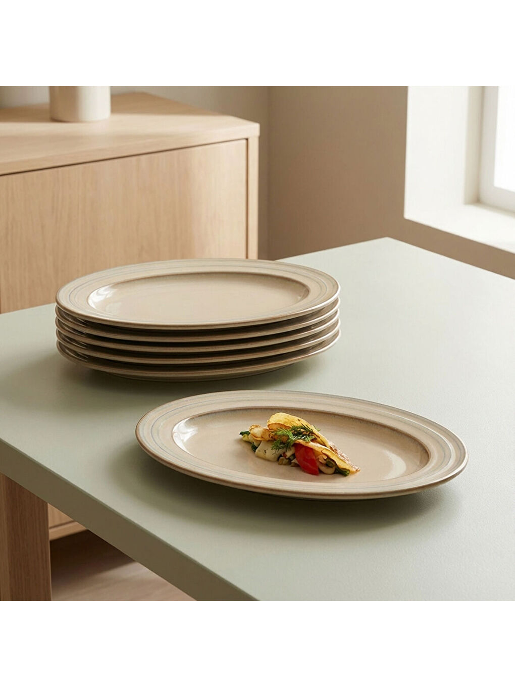 Ekru Valeron 2 Adet 21 Cm Kayık Tabak Reaktif Agate Vr 969-2