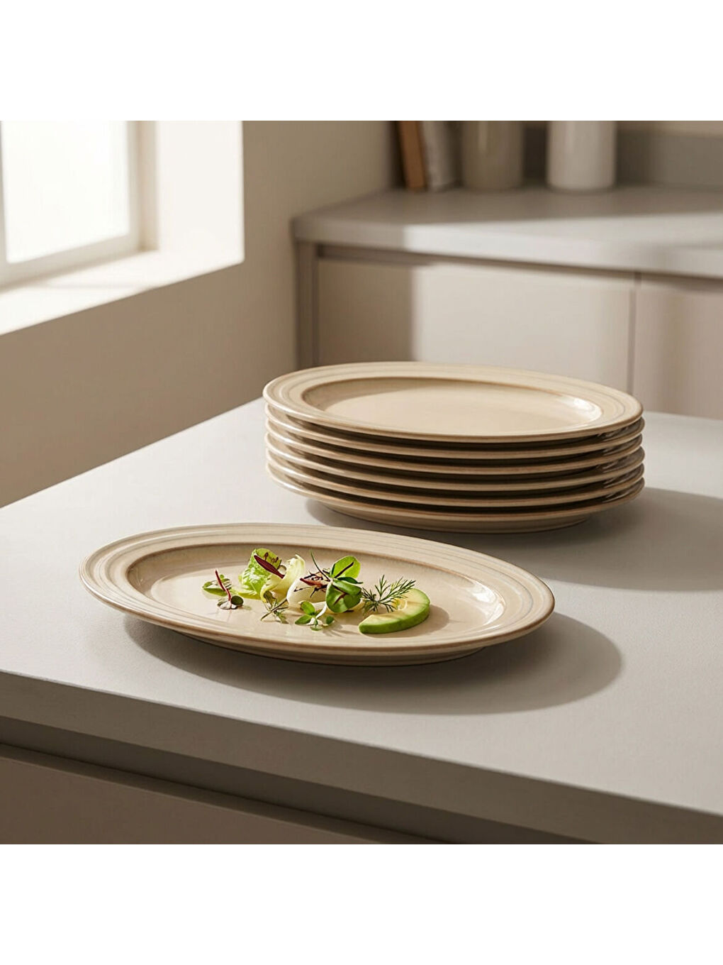 Ekru Valeron 2 Adet 21 Cm Kayık Tabak Reaktif Agate Vr 969-3