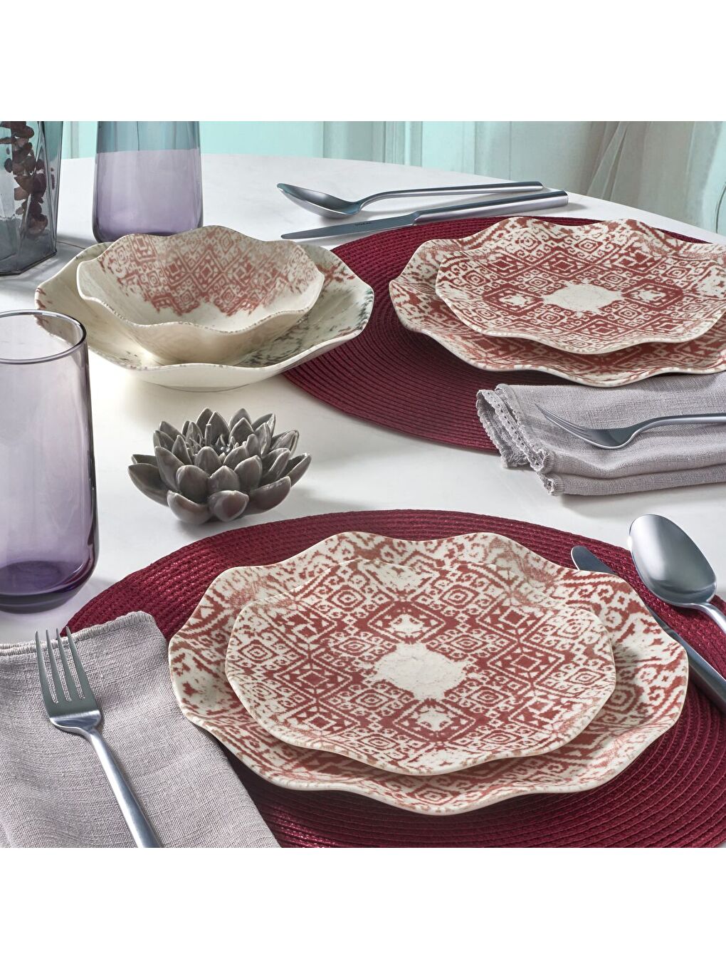 Ekru Nesrin 12 Parça 4 Kişilik Yemek Takımı 18643