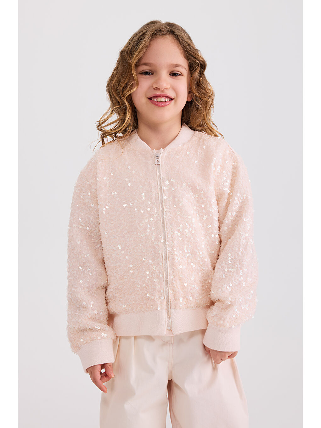 Pembe Kız Çocuk Pudra Ceket-5
